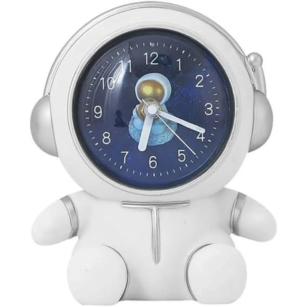 Astronaut Alarm Clock and Piggy Bank White Silver Space Man Desk Decor KIDS ROOM